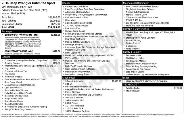 2015 Jeep Wrangler Unlimited Sport