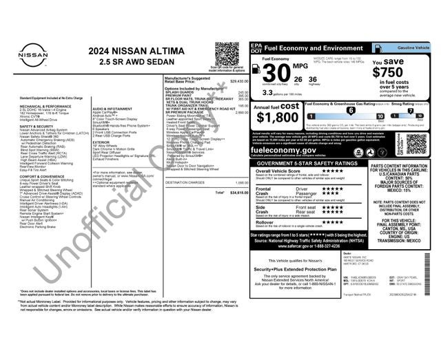 2024 Nissan Altima 2.5 SR AWD PREMIUM PKG
