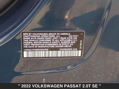 2022 Volkswagen Passat 2.0T SE