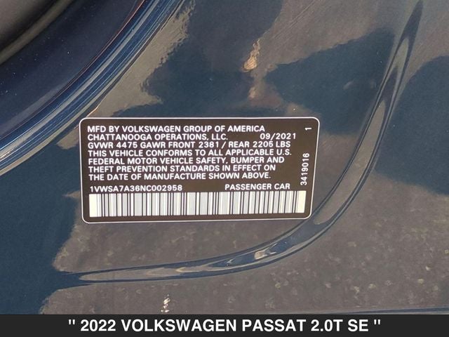 2022 Volkswagen Passat 2.0T SE