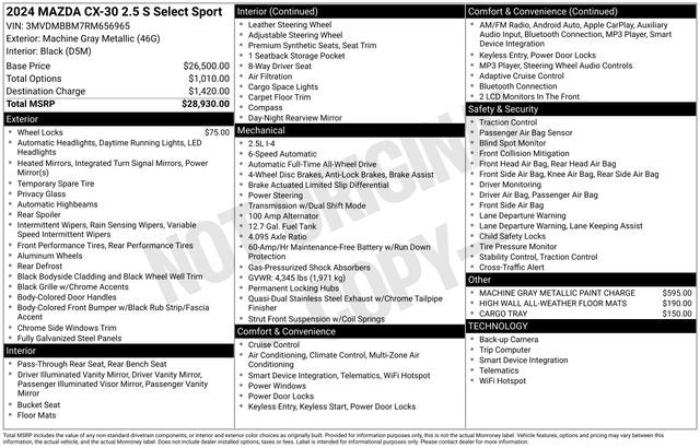 2024 Mazda CX-30 2.5 S Select Sport