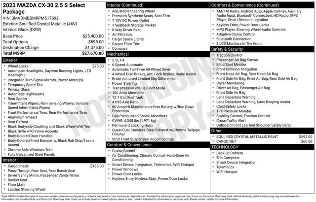 2023 Mazda CX-30 2.5 S Select Package