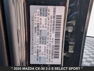 2025 Mazda MAZDA CX-30 2.5 S Select Sport