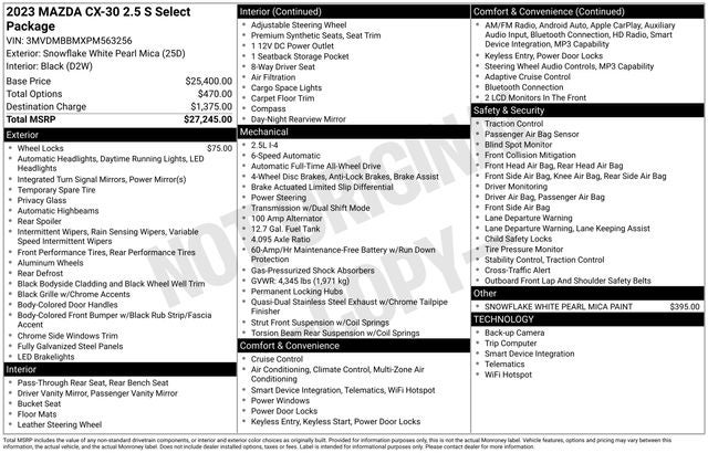 2023 Mazda CX-30 2.5 S Select Package 2.5 S
