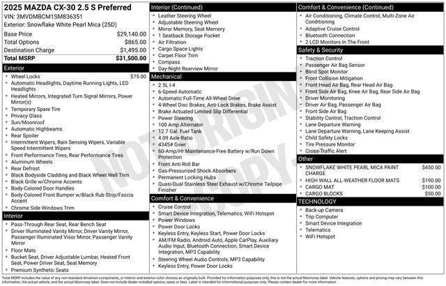 2025 Mazda CX-30 2.5 S Preferred Package