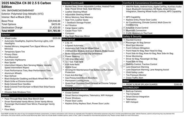 2025 Mazda CX-30 2.5 S Carbon Edition