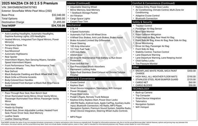 2025 Mazda CX-30 2.5 S Premium Package