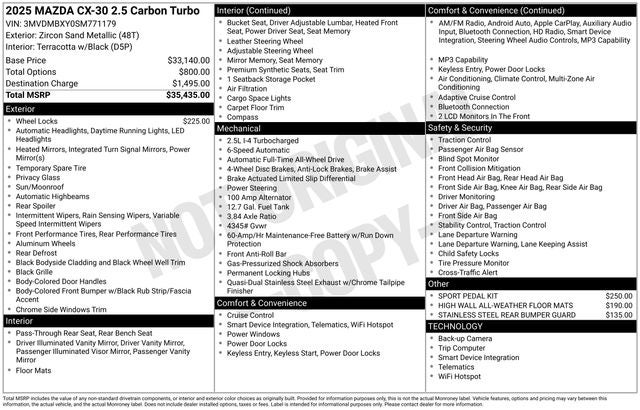 2025 Mazda CX-30 2.5 Carbon Turbo