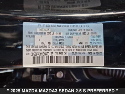 2025 Mazda Mazda3 2.5 S Preferred Package