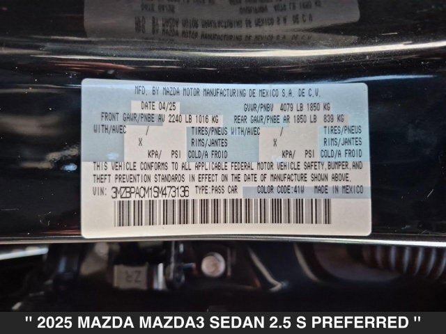 2025 Mazda Mazda3 2.5 S Preferred Package