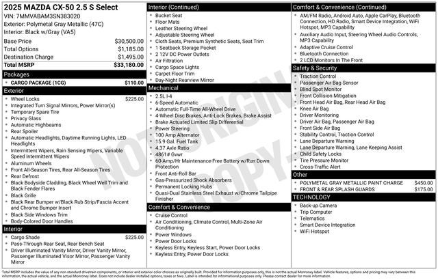 2025 Mazda CX-50 2.5 S Select Package