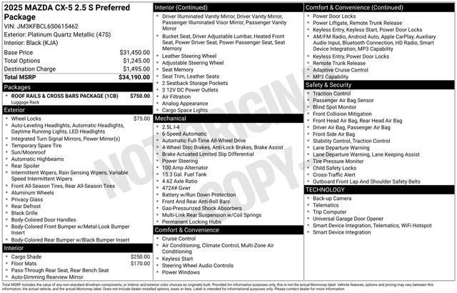 2025 Mazda CX-5 2.5 S Preferred Package