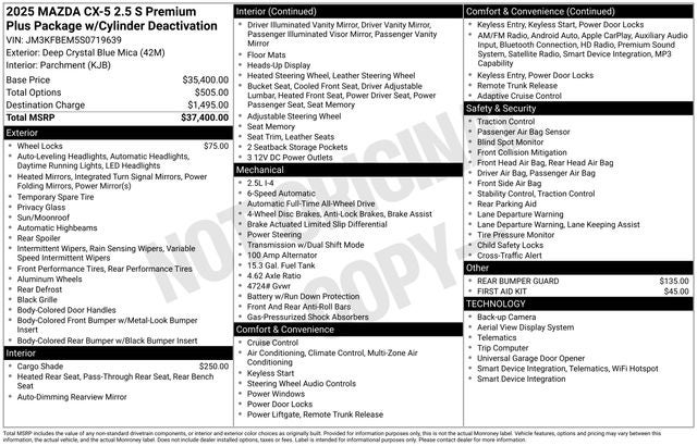 2025 Mazda CX-5 2.5 S Premium Plus Package