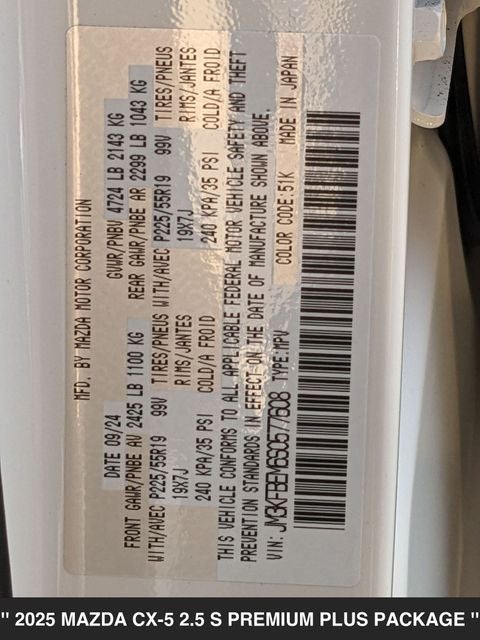 2025 Mazda CX-5 2.5 S Premium Plus Package