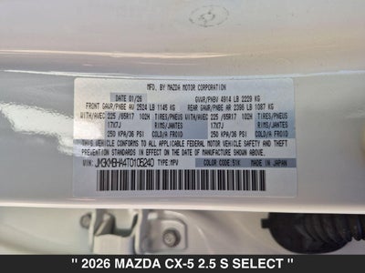 2026 Mazda CX-5 2.5 S Select AWD