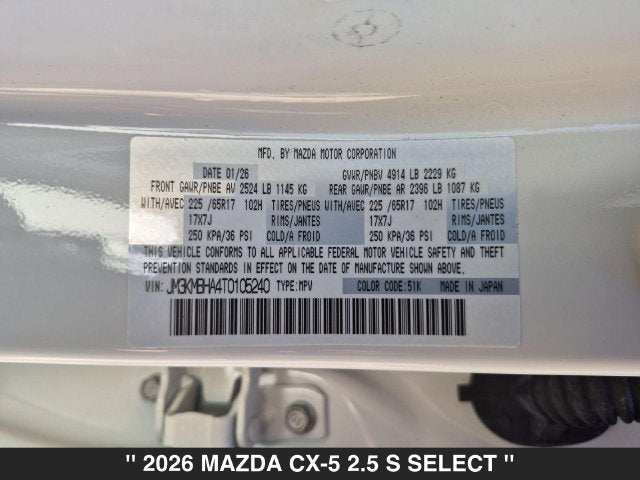2026 Mazda CX-5 2.5 S Select AWD