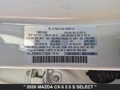 2026 Mazda CX-5 2.5 S Select AWD
