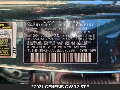 2021 Genesis GV80 3.5T