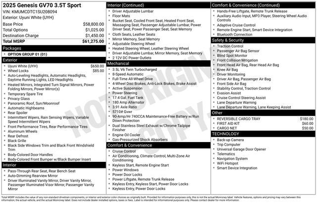 2025 Genesis GV70 3.5T Sport